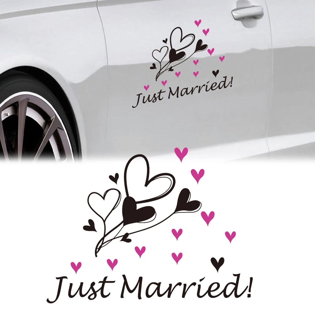 

1PC Vinyl Removable DIY Peel And Stick Non-Toxic Just Married Wedding Wall Stickers Car Sticker Car Decal Styling Decor