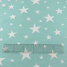 Детская одежда блестящие белые звезды дизайн светло-голубой хлопок ткань саржа Лоскутная Ткань для постельного белья художественная работа занавес Скрапбукинг