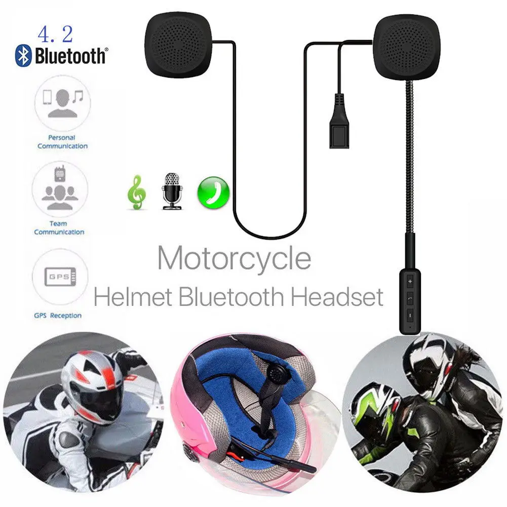 

Motorcycle Helmet Interphone Intercom Bluetooth 4.2 Headset Wireless for Music