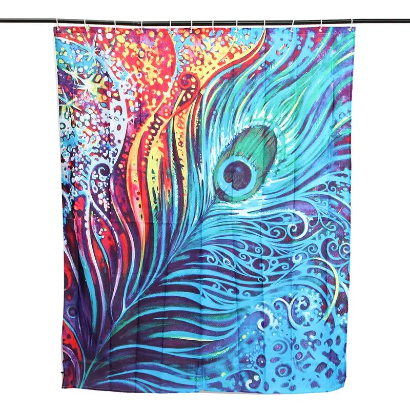 150x180 cm pantalla impresa de poliéster impermeable divisores de habitación Cortina de ducha pluma de pavo real con 12 ganchos decoración de la habitación 150x180 cm pantalla impresa de poliéster impermeable divisores de habitación Cortina de ducha pluma de pavo real con 12 ganchos decoración de la habitación