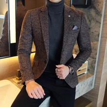 Осень и зима корейский Тонкий мужской костюм Британский ветер высокого класса ткань повседневный мужской костюм куртка