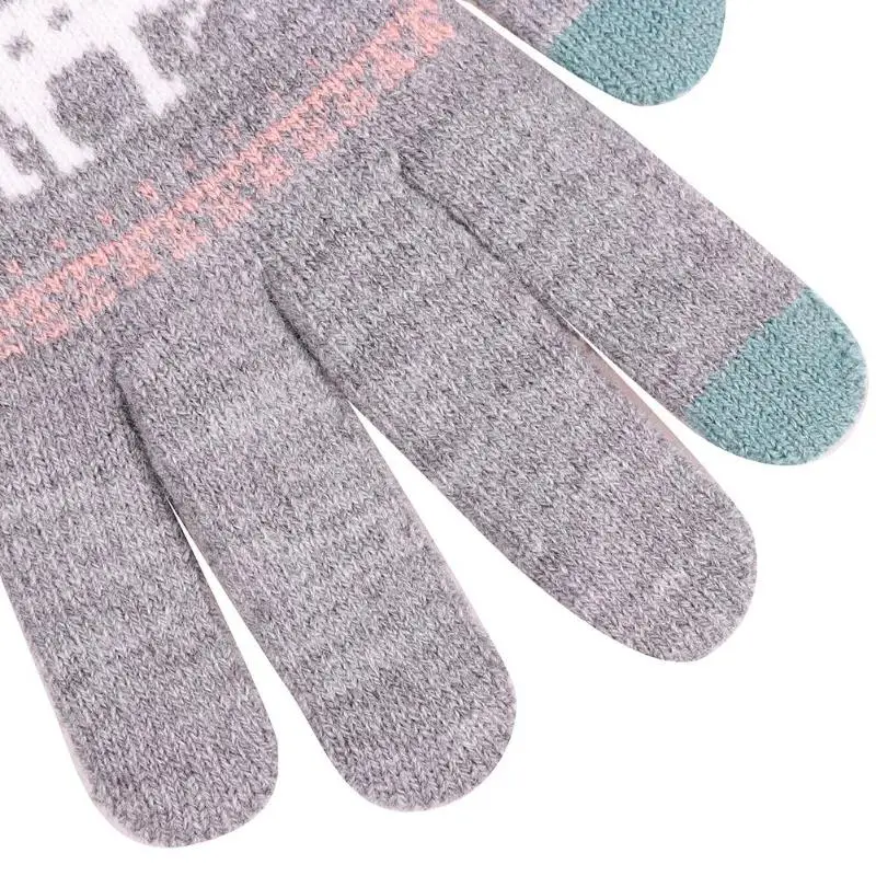 Christmas Magic Winter Warm Women Knitted Gloves Touch Screen Smartphone Wool Cashmere Gloves One Size Autumn Adult Girl Gloves