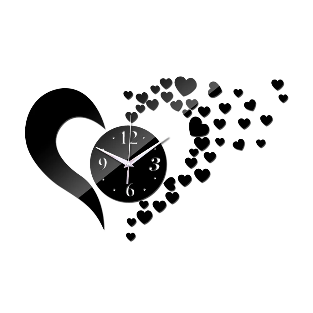 

Black Modern Removable Mirror Acrylic Wall Clock Sticker Vinyl Art DIY 3D Home Decor