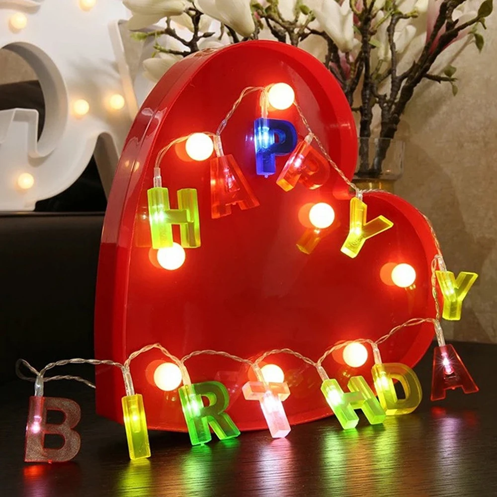 

Happy Birthday LED String Lights Multicolor Light Up Letter Birthday Party Hanging Decorations D20