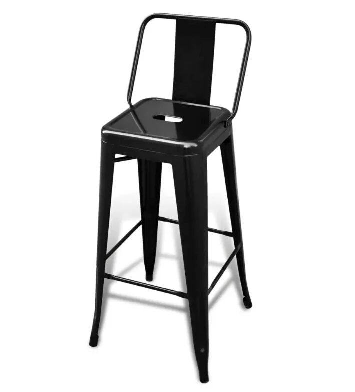 VidaXL Bar Stools 2 Pcs Square Black Metal Chair Bar Furniture Decor Modern Commercial Bar Chairs High Quality Bar Stool Set