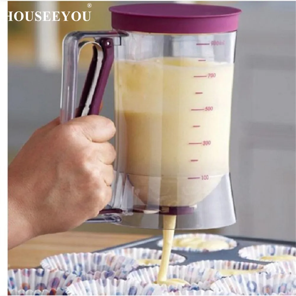 

900ml Batter Dispenser Cup with Scale Plastic Dough Cream Funnel Valve Cooking Cup For Cake Cookie Pancakes Baking Tool