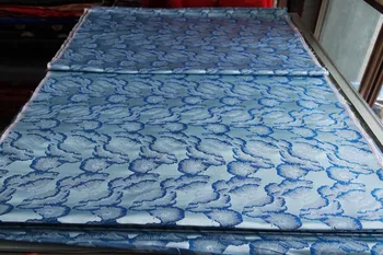 

chinese silk brocade woven damask damask fabric cheongsam cushion light blue back with blue lotus leaf pattern new