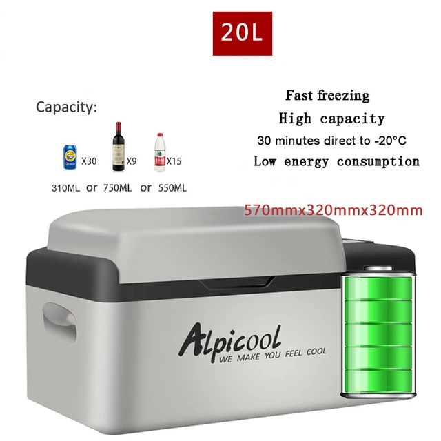 20L Fridge 20 Degrees 12V Portable Compressor 24h Lithium Battery Life