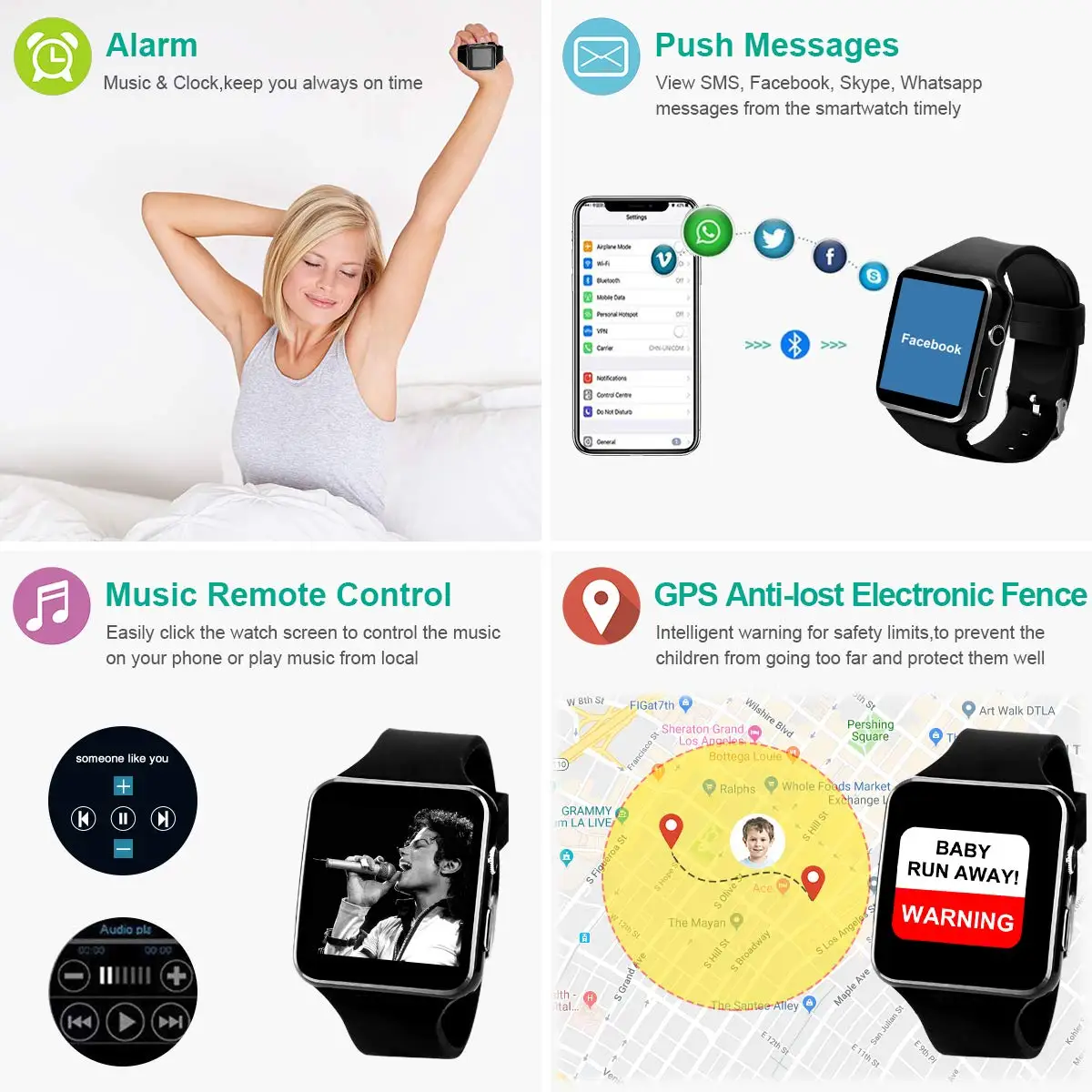 X6 Smart Watch Women With Camera Support SIM TF Card Touch Screen Alarm Clock Sleep Monitoring Sport Watch For Kid Men Women