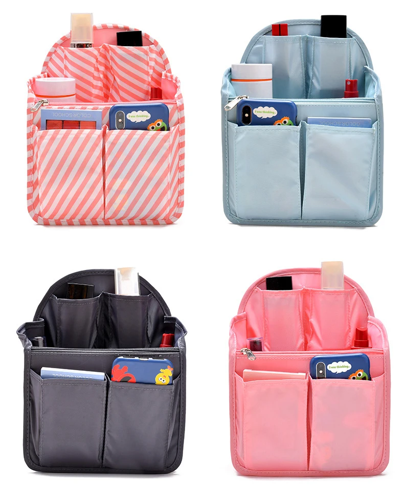 

Travel Organizer Makeup Bag Organizer Felt Nylon Purse Women Cosmetic Bag Handbag Insert Bag Case Multi-function for Ladies