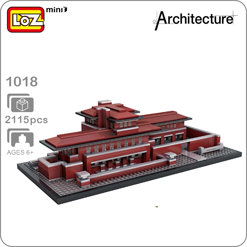 

LOZ Architecture 1018 Chicago Robie House 3D Model DIY Mini Blocks Bricks Diamond Nano Assembly World Famous Building Toy no Box