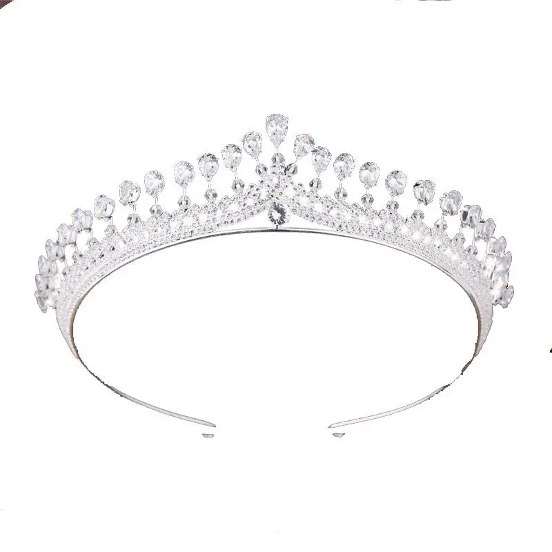 Rosebridalpark Neue Silber Vintage Königin Zirkonia Kristall Tiaras Und Kronen Stirnband Für Frauen Braut Hochzeit Kleid Haar Schmuck