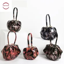 Модная винтажная камуфляжная Подушка Бостонская коробка сумки-бочонки из натуральной кожи Клатчи вечерний кошелек женский