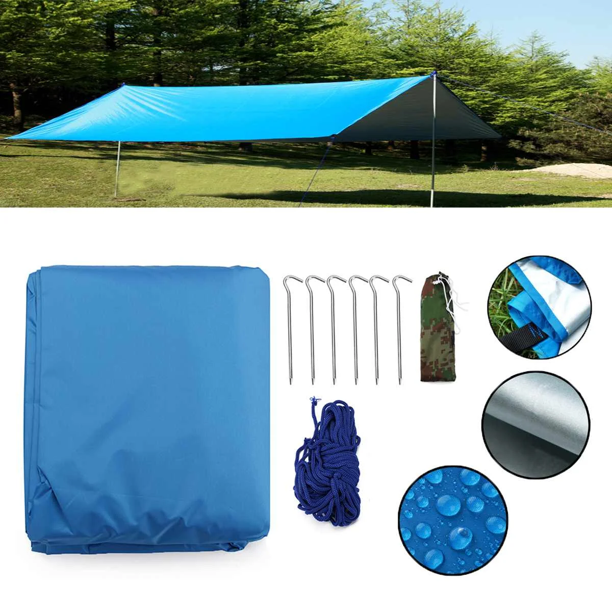 

Waterproof Sun Shelter Awning Tent Tarp 3x3m Outdoor Camping Hammock Rain Fly Anti UV Beach Tent Shade Camping Sunshade Canopy