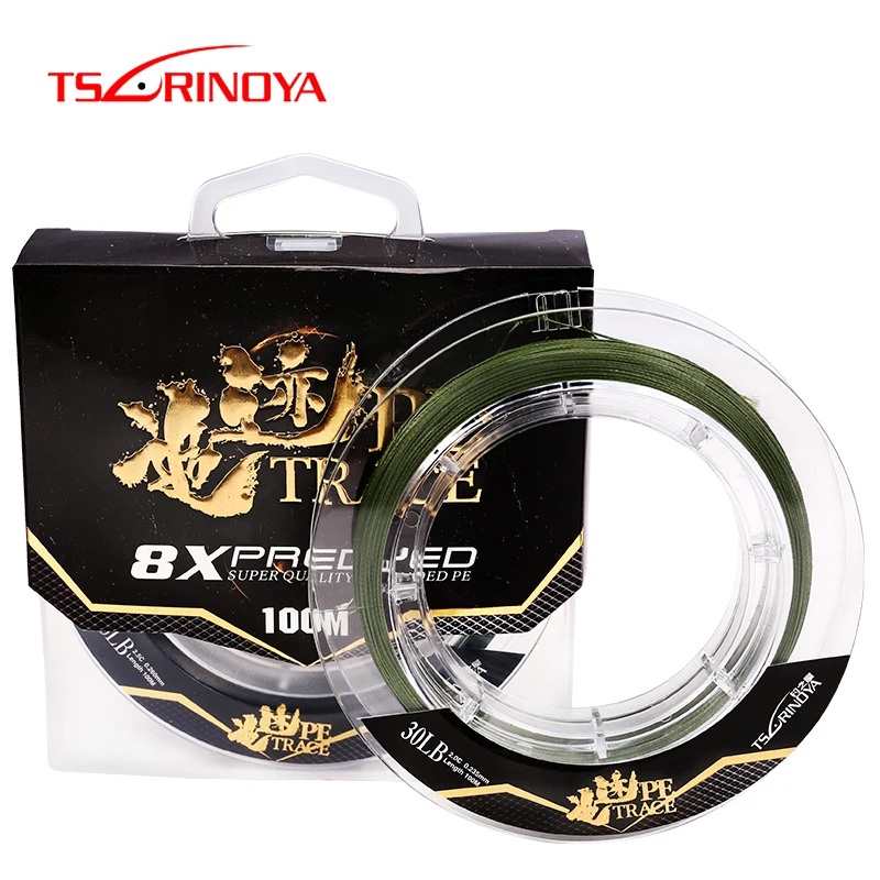 

TSURINOYA 8 Braided PE Fishing Line TRACE 100m 20-35lb Multilament Strong Fishing Lure Line Freshwater Saltwater Fishing Line