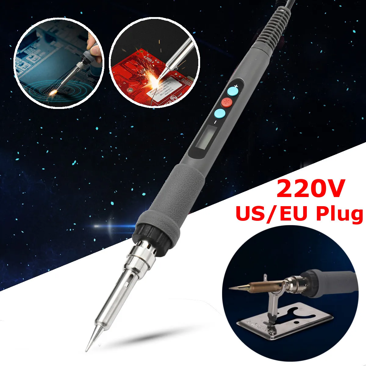 

220V/110V Max 90W Electric Digital LCD Electric Soldering Iron Temperature Adjustable Soldering Iron Mini Soldering Station New