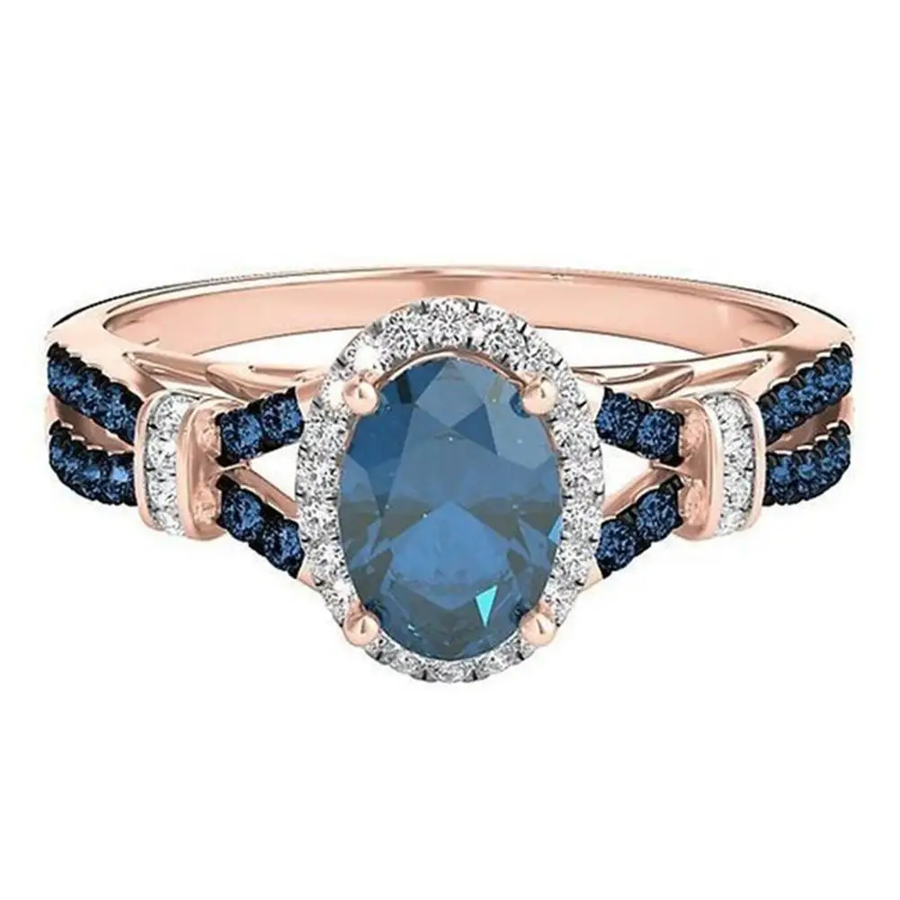 

Women Fashion Oval Shiny Rhinestone Bride Engagement Wedding Ring Jewelry Gift