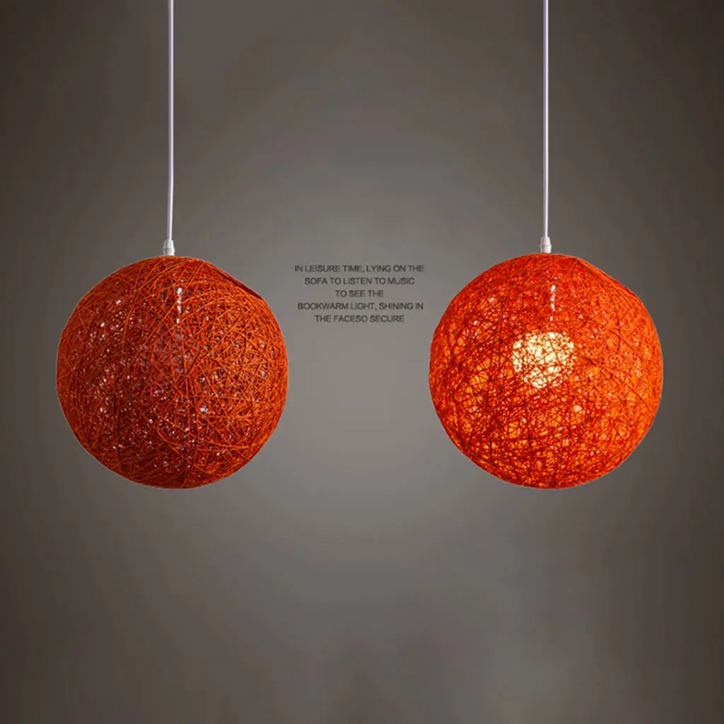 

Bamboo, Rattan And Hemp Ball Chandelier Individual Creativity Spherical Rattan Nest Lampshade