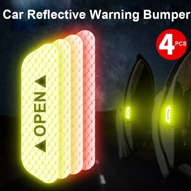 2Pcs Bike Car Door Sticker Decal Warning Tape Reflective Strips Safety Mark