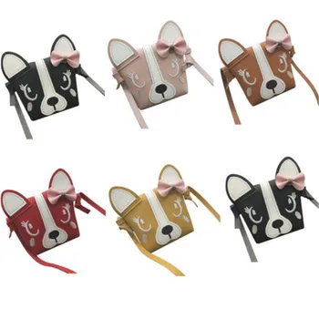 

Children Bowknot Handbag For Kids Girls Cute Dog printed Cross body Shoulder Bag Messenger Bag 5 colors