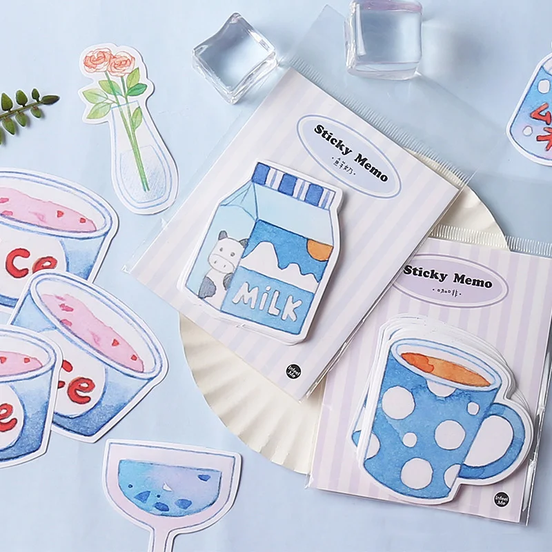 

Mohamm Creative Cute Blues Series Stationery Notes Planner Stickers Diary Sticky Memo Notepad School Office Paper