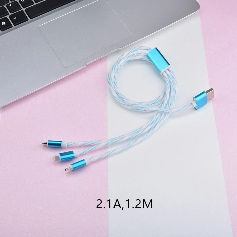 3 في 1 ، كابل بيانات كابل ، سريعة تهمة سلك 2.1A ، 1.2 M ، نوع-C + مايكرو USB + IOS apple, مستقر و سريع ، متعددة الألوان ترسل عشوائيا فقط!