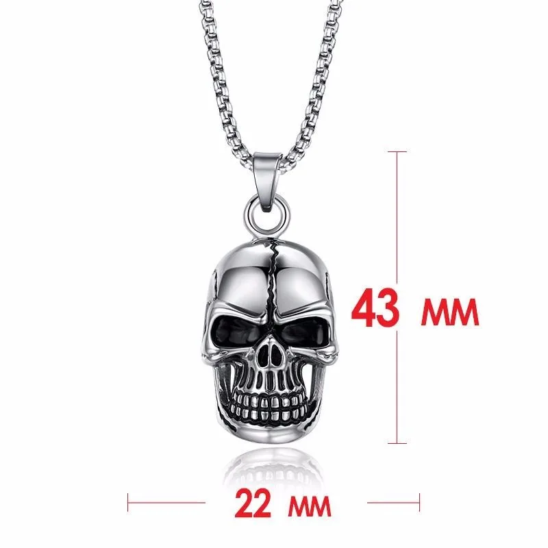 Мужское колье с подвеской в виде черепа из нержавеющей стали|necklace in silver|pendant