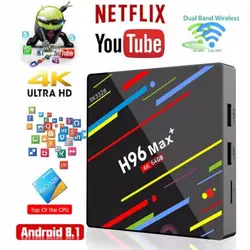H96 Max + MaX Plus умные телевизоры коробка RK3328 4 ядра 64bit Mali-450 GPU 4G/6 4G Android 8,1 2. 4G/5,0 ГГц Wi-Fi декодер каналов кабельного телевидения семья ТВ
