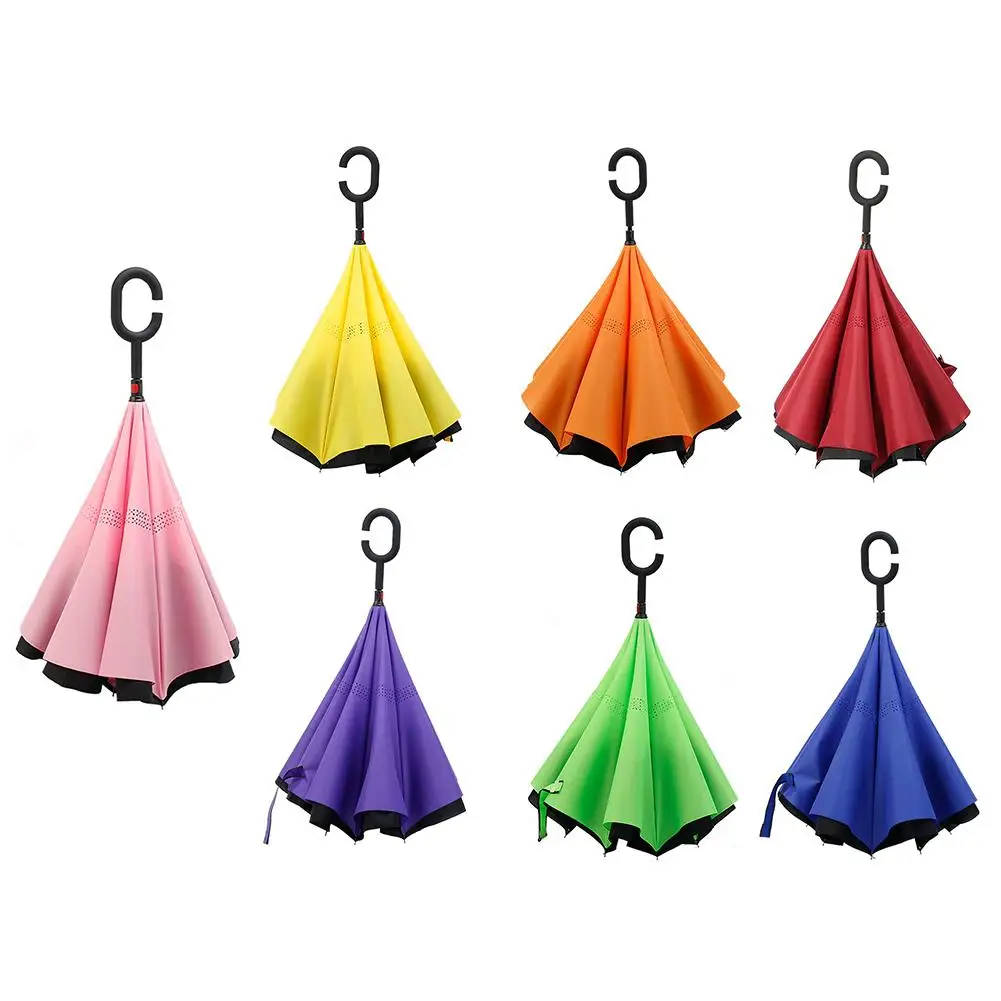

Inverted Umbrella Double Layer Reverse Umbrella for Car and Outdoor Use Windproof UV Protection with C-Shaped Handle