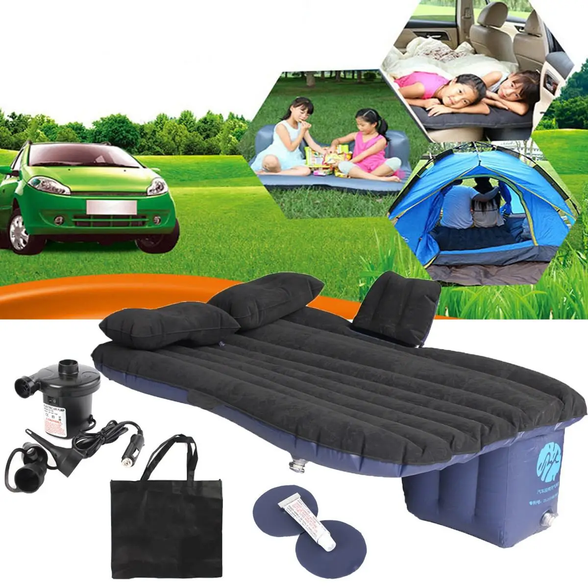 Coche Universal de colchón inflable del coche inflable cama de aire de cojín de cama de viaje al aire libre camas sofá inflable de la bomba de - 1