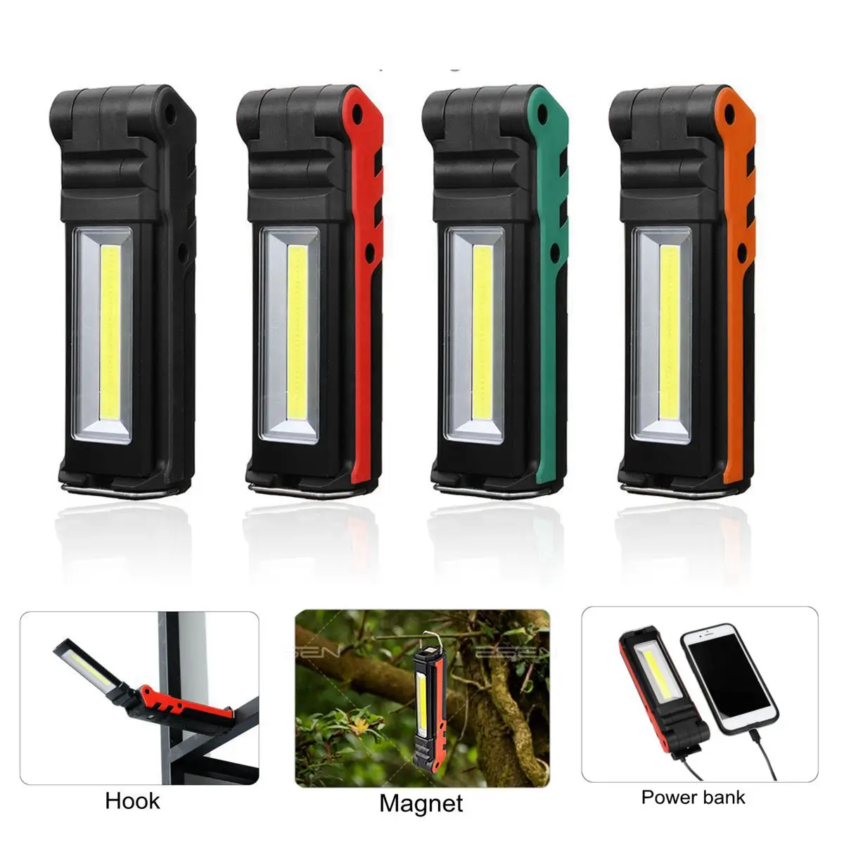 

Smuxi LED Work Light USB Rechargeable Dimmable Flashlight Inspection Lamp with Magnetic &Hook Power Bank 2000mAh 18650 Battery