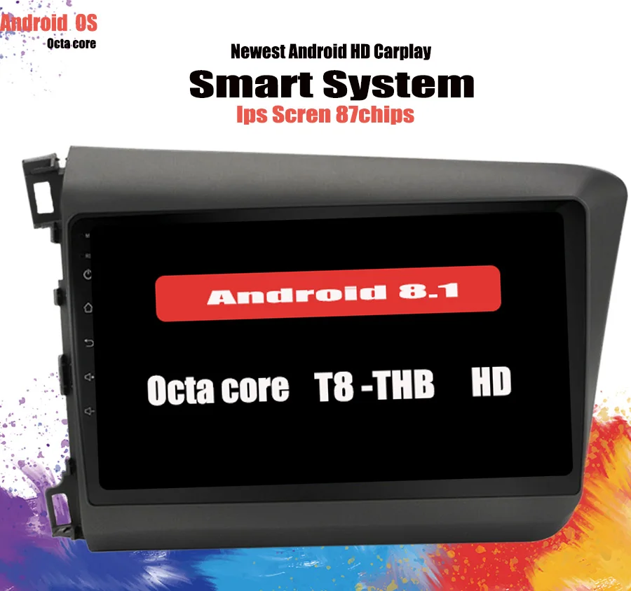 Perfect 2Din Android 9.1 RAM 4GB DSP 10.1" Car Radio Stereo For Honda Civic 2012 2013 2014 2015 GPS Touch screen Multimedia Player 1