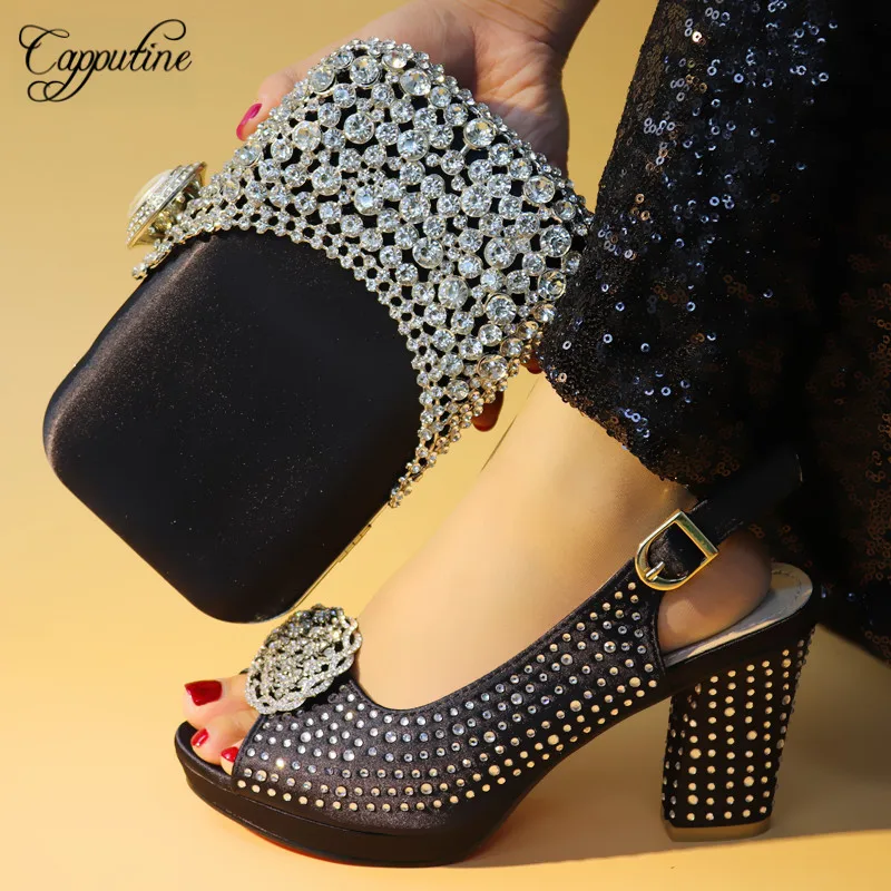 Capputine 2019 Elegant Rhinestone Shoes And Matching Bag Set For ...