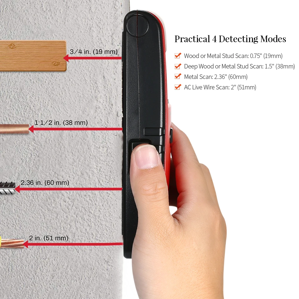 4 в 1 Стад искатель стены детектор проводки провода переменного тока сканер стены центр сенсор цифровой Деревянный Центр металла арматуры Предупреждение обнаружения
