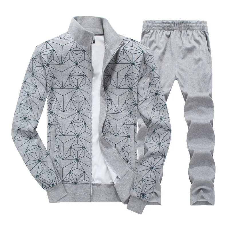 

Mens Tracksuit Set 2019 Spring Autumn New Fashion Print Plus Size Track Suit Men Jacket+Pant Sweatsuit 2 Piece Set Mens Clothing