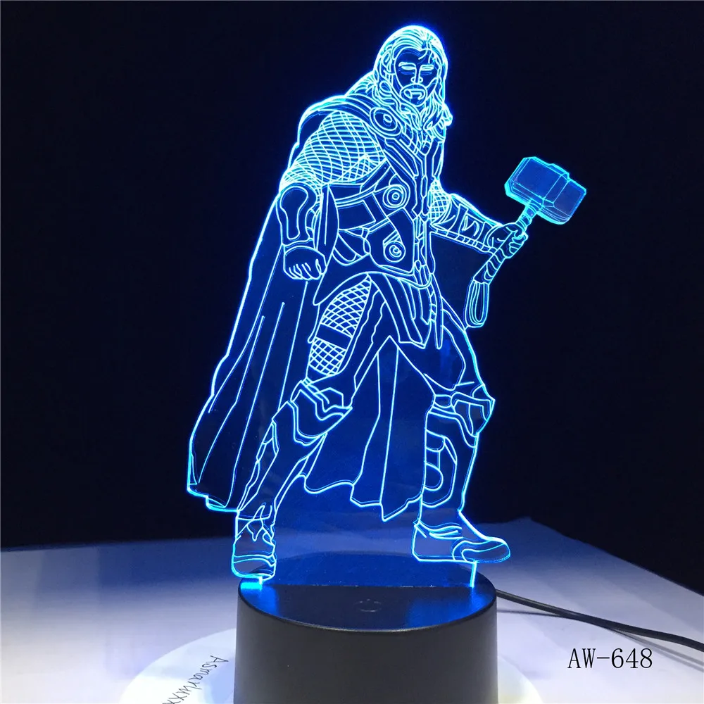 Marvel Thor Cool Super Hero 3D LED Night Light Desk Lamp Multicolor RGB
