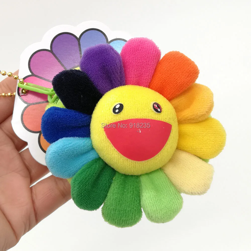 

Rainbow Sunflower 8X8CM Cartoon Smile Face Coin Purse Plush Bag Toys SYTJ