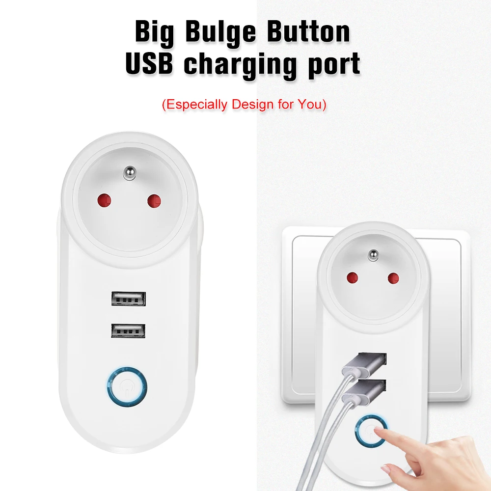 Умная мини розетка с Wi Fi штепсельная вилка Европейского типа E 2 * USB порта для