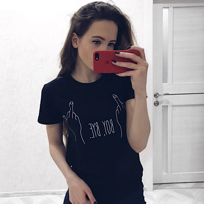 Женские футболки с надписью Srivb Boy Bye Camiseta Mujer летние черно белые модные женские