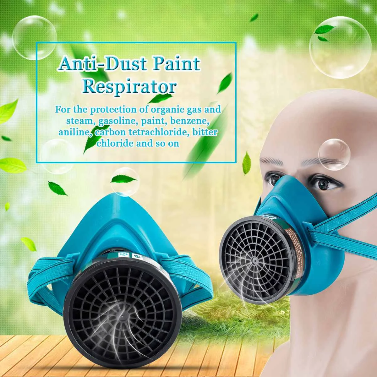 

Safurance Rubber Respirator Gas Mask Comprehensive Cover Paint Chemical Pesticide Mask Anti Dust Protective Mask
