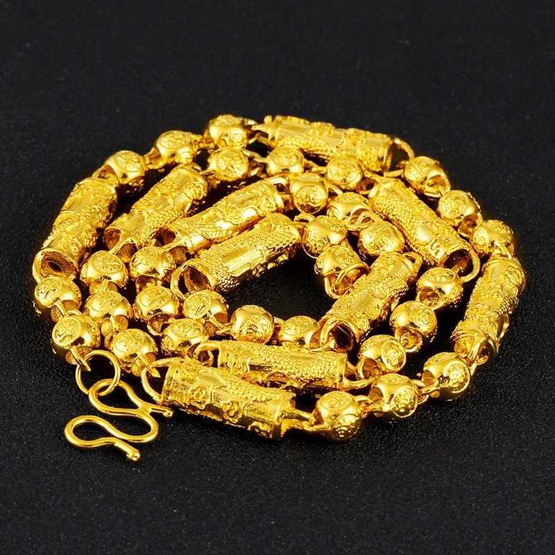 

Vietnam Sand Gold Necklace High Quality No Fade Plated fancy gold Dragon Head Necklace designs Jewelry for Mens