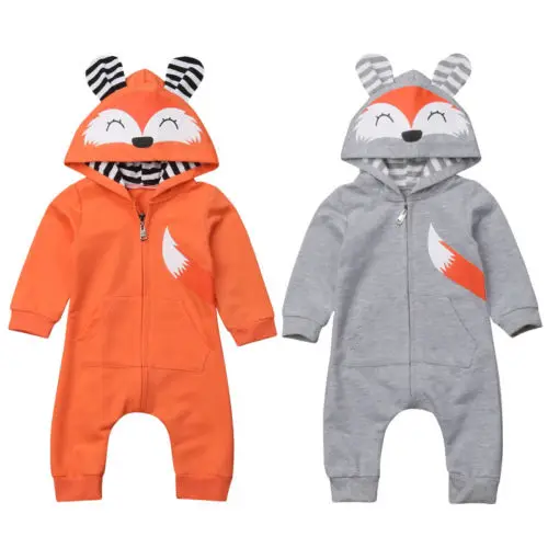 

Emmababy 2019 Newborn Baby Boy Girl 3D Ear Zipper Romper Jumpsuit Winter Outfit Clothes