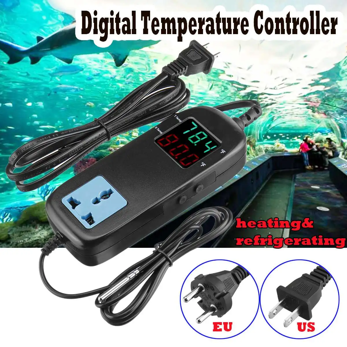

LED Digital Temperature Controller Electronic Thermostat Incubator Control Microcomputer Delay Start with Socket AC 90V ~ 250V