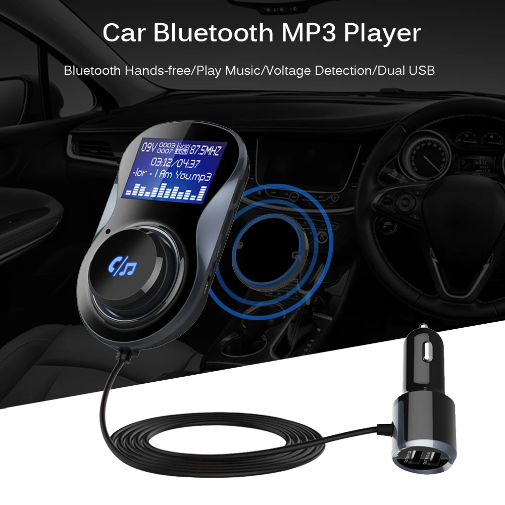 

Car Charger Bluetooth with FM Transmitter Audio Wireless FM Modulator Handsfree Bluetooth Car Kit With LCD Display