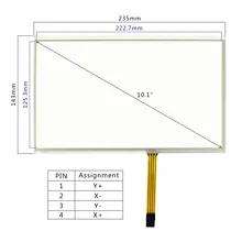 Размер Размеры 235 мм x 143 мм VS101TP-A1 10,1 дюймов 4-проводной резистивный сенсорный экран Панель работа для 10,1 inch ЖК-дисплей Экран 4pin fpc-коннектор для подключения ЖК-дисплея