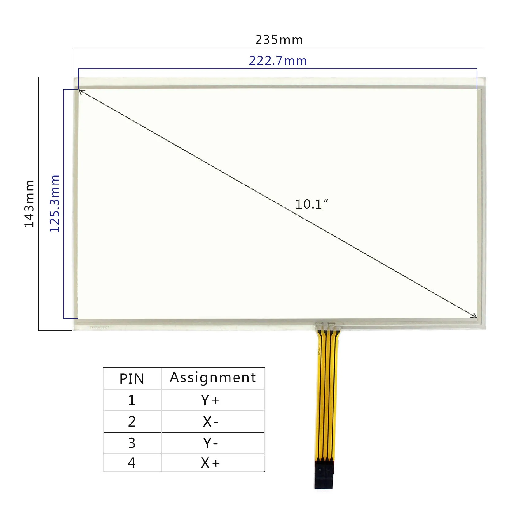 10.1inch Lcd Screen 4pin Fpc Connector 