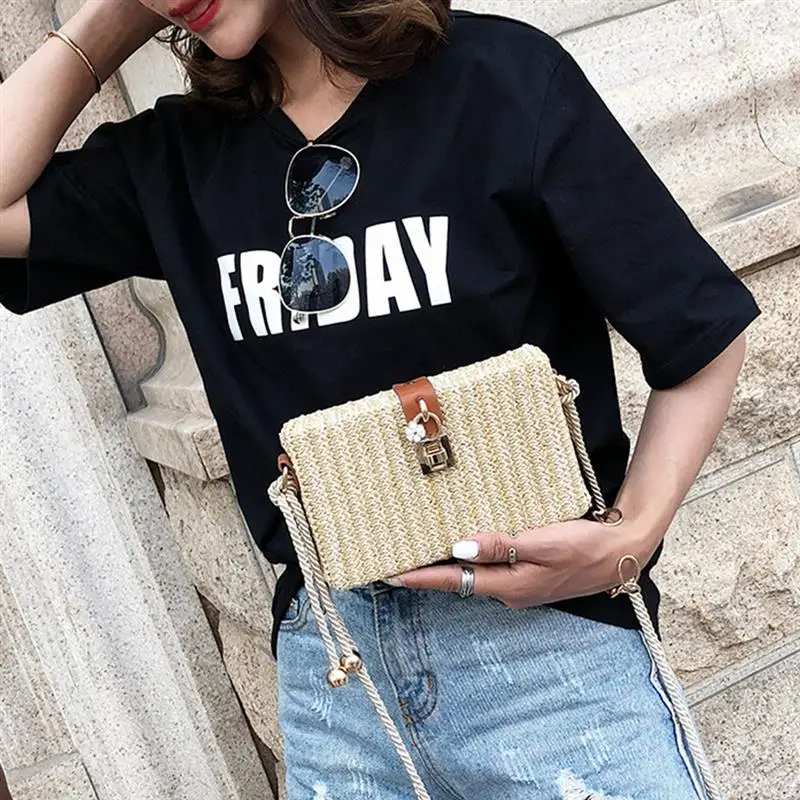 

2018 Summer Shoulder Bags Bolsa Women's Handbags Mini Women Messenger Bags Leather Square Straw Ladies Crossbody Bag