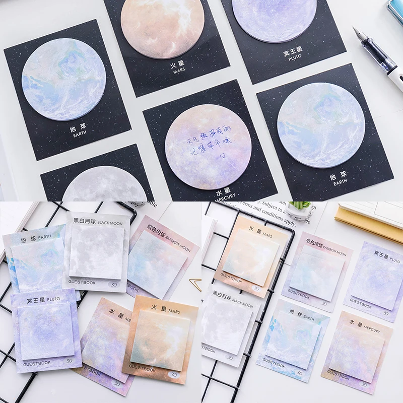 

School Supplies Sticky Notes Memo Pad Kawaii Notebook Planets Hot Sale Creative Cute 1PC Popular Memo Stationery Note Paper