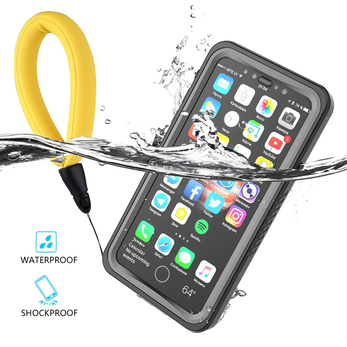 Водонепроницаемый чехол для телефона iPhone X/Xs 360 градусов Защита ударопрочный с