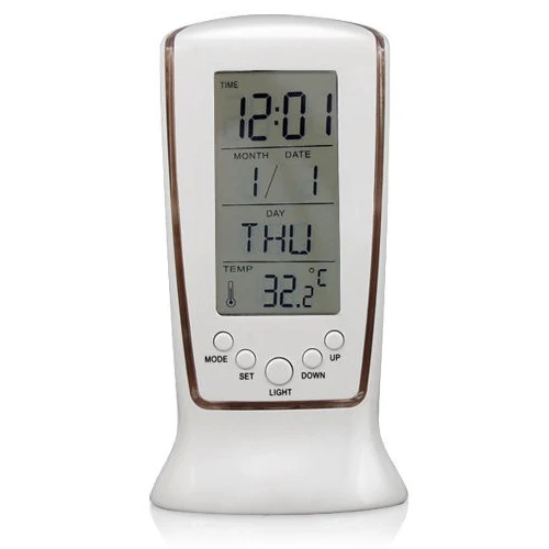 

Intelligent Home Furnishing Digital LED Backlight LCD Display Table Alarm Clock Thermometer Calendar White